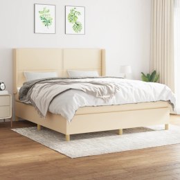 Łóżko kontynentalne z materacem, kremowe, tkanina, 180x200 cm Lumarko!