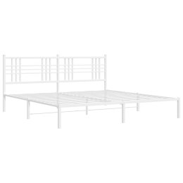 Metalowa rama łóżka z wezgłowiem, biała, 200x200 cm Lumarko!