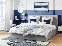 Łóżko z pojemnikiem tapicerowane 180 x 200 cm szare LORIENT Lumarko!