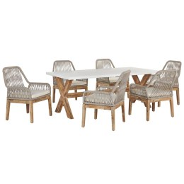 Zestaw ogrodowy stół i 6 krzeseł biały z beżowym OLBIA Lumarko!