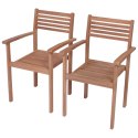 Krzesła ogrodowe, 2 szt., czarne poduszki, lite drewno tekowe Lumarko!