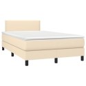 Łóżko kontynentalne z materacem, kremowe, 120x190 cm, tkanina Lumarko!