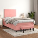 Łóżko kontynentalne z materacem, różowe, 120x190 cm, aksamit Lumarko!