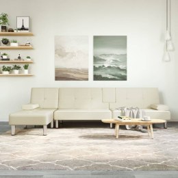 Sofa rozkładana L, kremowa, 255x140x70 cm, sztuczna skóra Lumarko!
