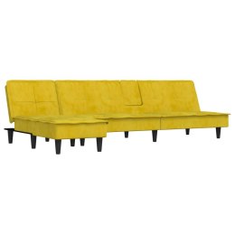 Sofa rozkładana L, żółta, 255x140x70 cm, aksamit Lumarko!