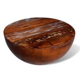 Stolik kawowy z drewna odzyskanego i stali, forma półkuli Lumarko!