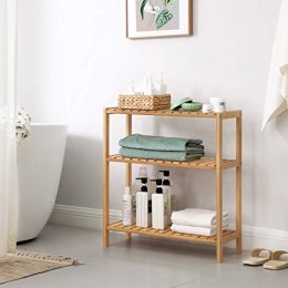Bambusowy regał do łazienki/kuchni/półki na buty, 60 x 26 x 66 cm Idealny do łazienki, salonu, przedpokoju, kuchni lub balkonu.