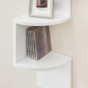 Półka narożna, 5-poziomowa pływająca półka ścienna z zygzakowatym wzorem, półka na książki, biała