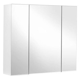 Szafka ścienna do łazienki, szafka z lustrem, 3-drzwiowa szafka do przechowywania, 60 x 15 x 55 cm, z regulowaną półką, nowoczes