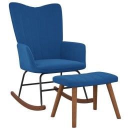 Fotel bujany z podnóżkiem, niebieski, obity aksamitem Lumarko!