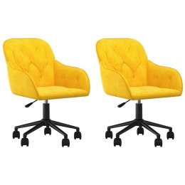 Obrotowe krzesła stołowe, 2 szt., żółte, aksamitne Lumarko!