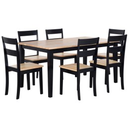 Zestaw do jadalni stół i 6 krzeseł drewniany jasny z czarnym GEORGIA Lumarko!
