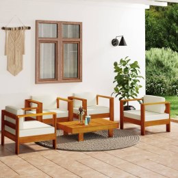 5-częściowy zestaw wypoczynkowy do ogrodu, kremowe poduszki, drewno Lumarko!