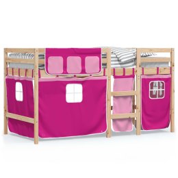 Dziecięce łóżko na antresoli, różowe zasłonki, 90x190 cm Lumarko!