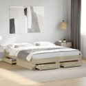 Rama łóżka z szufladami, kolor dąb sonoma, 200x200 cm Lumarko!