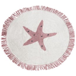 Dywan dziecięcy bawełniany z motywem gwiazdy ⌀ 120 cm złamana biel STARS Lumarko!