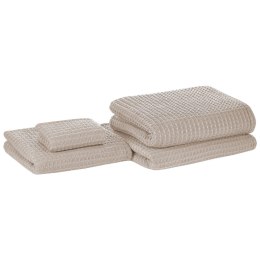 Komplet 4 ręczników bawełnianych beżowy AREORA Lumarko!