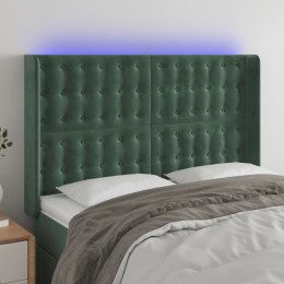 Zagłówek do łóżka z LED, ciemnozielony 147x16x118/128cm aksamit Lumarko!