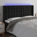Zagłówek do łóżka z LED, czarny, 163x16x118/128 cm, aksamit Lumarko!