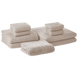 Komplet 9 ręczników bawełnianych beżowy AREORA Lumarko!