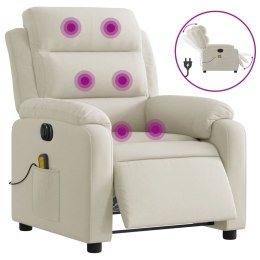 Rozkładany fotel masujący, elektryczny, kremowy, aksamit Lumarko!