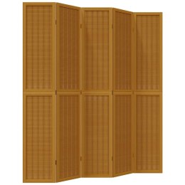 Parawan pokojowy, 5-panelowy, brązowy, lite drewno paulowni Lumarko!
