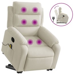 Rozkładany fotel masujący, podnoszony, kremowy, aksamitny Lumarko!