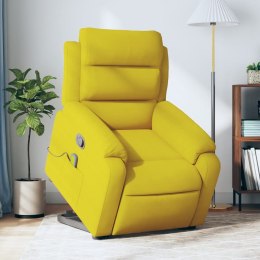 Rozkładany fotel masujący, podnoszony, żółty, aksamitny Lumarko!
