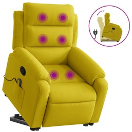 Rozkładany fotel masujący, podnoszony, żółty, aksamitny Lumarko!