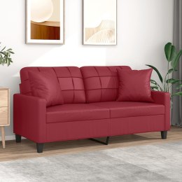 VidaXL 2-os. sofa z poduszkami, winna czerwień, 140 cm, sztuczna skóra