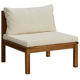VidaXL Moduł środkowy sofy, z kremową poduszką, lite drewno akacjowe