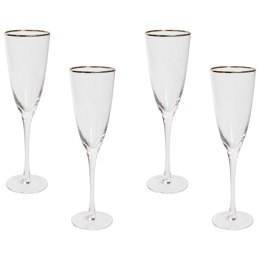 Zestaw 4 kieliszków do szampana ze złotą obwódką 250 ml TOPAZ Lumarko!