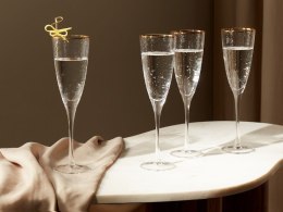 Zestaw 4 kieliszków do szampana ze złotą obwódką 250 ml TOPAZ
