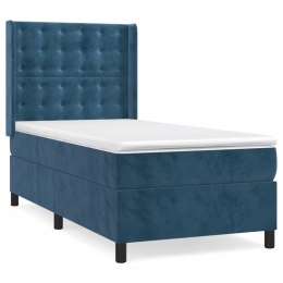 Łóżko kontynentalne z materacem, niebieskie, aksamit, 80x200 cm Lumarko!