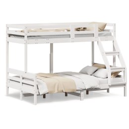 Łóżko piętrowe, 90x200/120x200 cm, białe, lite drewno sosnowe