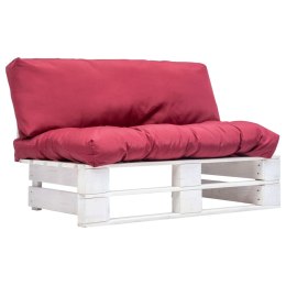 Ogrodowa sofa z palet, z czerwonymi poduszkami, sosna Lumarko!