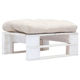 VidaXL Ogrodowy stołek z palet z piaskową poduszką, biały, drewno