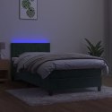 Łóżko kontynentalne z materacem i LED zielony aksamit 80x200 cm Lumarko!