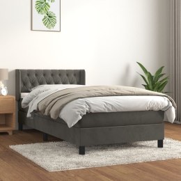 Łóżko kontynentalne z materacem, ciemnoszary aksamit, 100x200cm