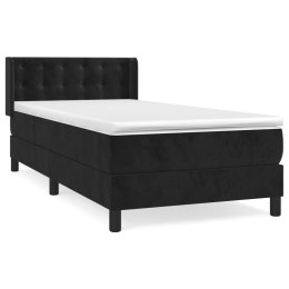 Łóżko kontynentalne z materacem, czarne, aksamit 100x200 cm