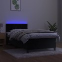 Łóżko kontynentalne z materacem i LED, czarny aksamit 100x200cm Lumarko!