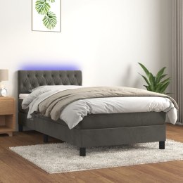 Łóżko kontynentalne z materacem i LED, szary aksamit, 100x200cm