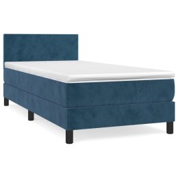 Łóżko kontynentalne z materacem, niebieskie, aksamit, 80x200 cm