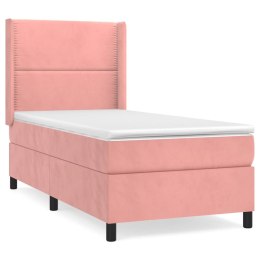 Łóżko kontynentalne z materacem, różowe, aksamit, 80x200 cm