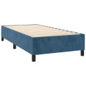 Łóżko kontynentalne, materac i LED, niebieski aksamit 100x200cm