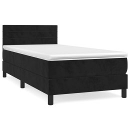 Łóżko kontynentalne z materacem, czarne, aksamit 100x200 cm