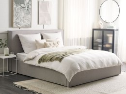 Łóżko z pojemnikiem tapicerowane 180 x 200 cm jasnoszare MOISSAC