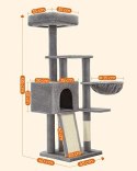 Drapak, 53,1-calowa wieża dla kotów domowych, wielopoziomowe mieszkanie dla kota ze zdejmowaną zmywalną osłoną na żerdzie, mebel