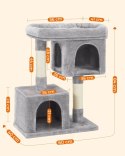 Drapak, kompaktowy drapak dla kota z 2 domkami, jasnoszary