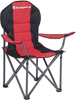 Składane krzesło kempingowe, z wygodnym siedziskiem z gąbki, uchwytem na kubek, wytrzymałą konstrukcją, maksymalne obciążenie 25